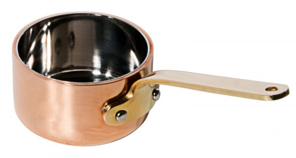Stielkasserolle 5 cm flach aus Kupfer/Edelstahl