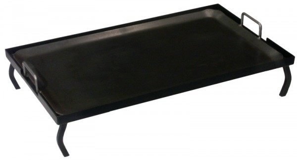 Schwere Eisenplatte 70x41cm auf schwarz lackiertem Eisen-