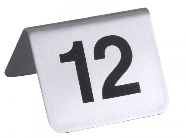 Tischnummernschild mit Nummern 61 bis 72